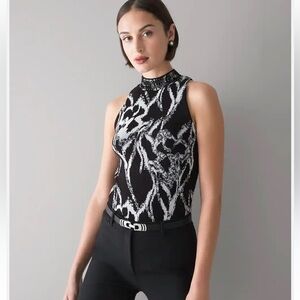 White House Black Market Beaded Brushed Halter Top